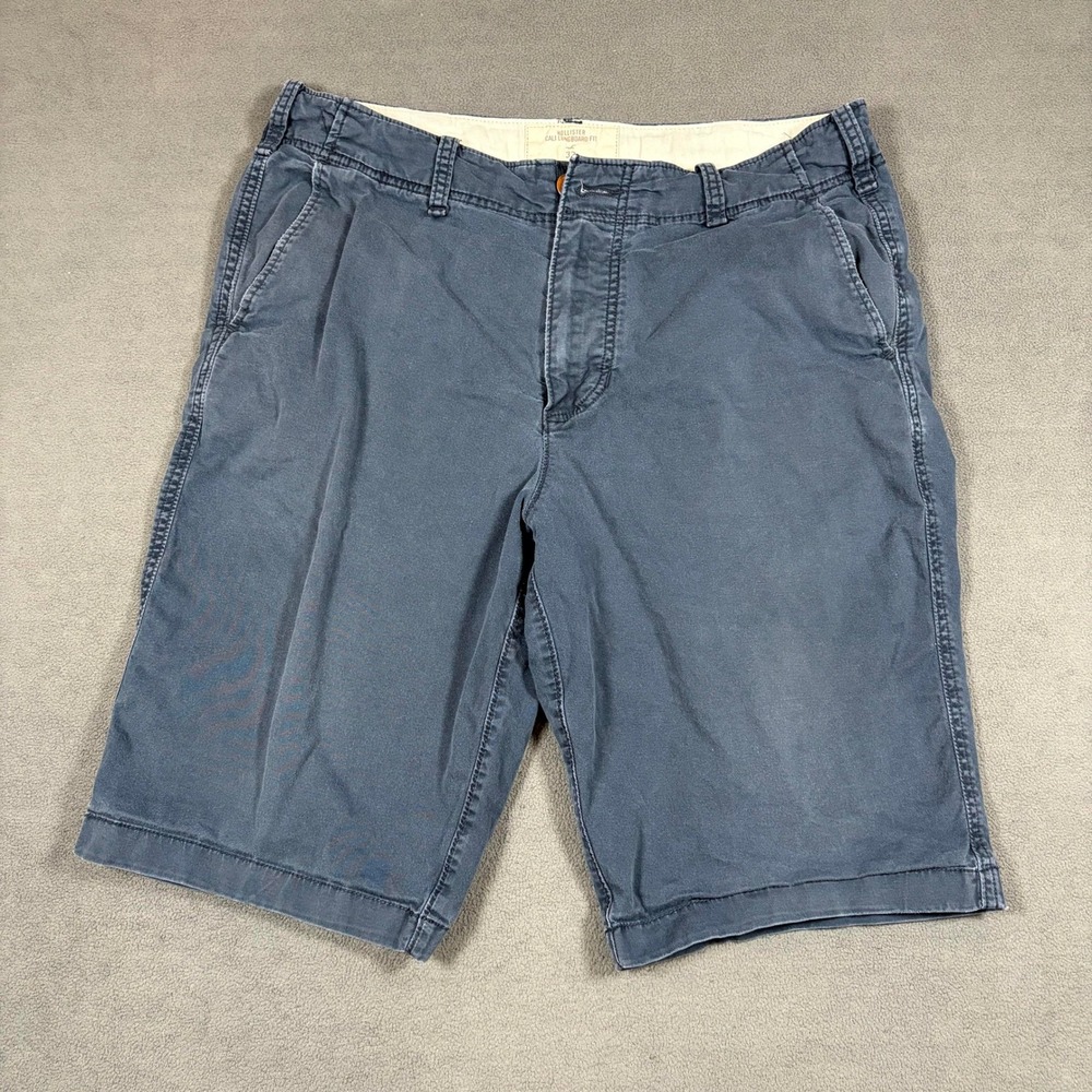 Hollister Cali Longboard Fit Shorts Mens 33 Blue Flat Front Cotton Casual
